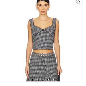 Miaou Black and White Checkered Crop Top